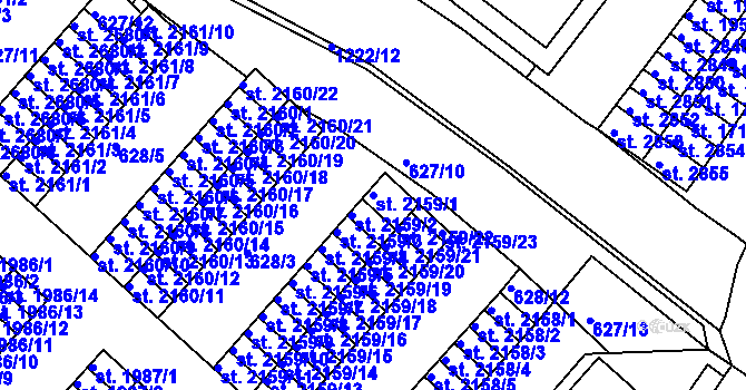 Parcela st. 2159/1 v KÚ Jičín, Katastrální mapa