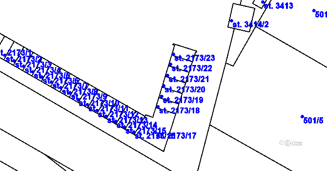 Parcela st. 2173/20 v KÚ Jičín, Katastrální mapa