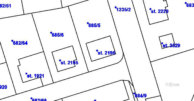 Parcela st. 2196 v KÚ Jičín, Katastrální mapa