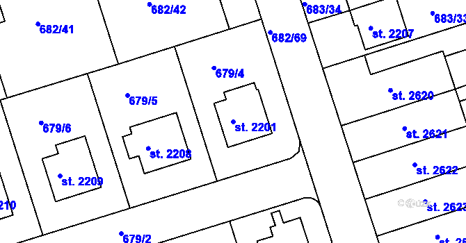 Parcela st. 2201 v KÚ Jičín, Katastrální mapa