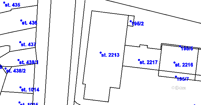 Parcela st. 2213 v KÚ Jičín, Katastrální mapa
