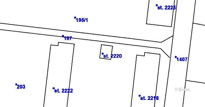 Parcela st. 2220 v KÚ Jičín, Katastrální mapa