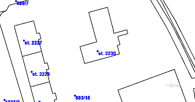 Parcela st. 2230 v KÚ Jičín, Katastrální mapa