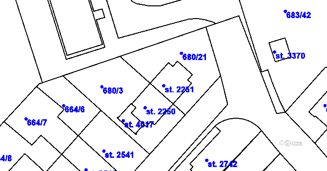 Parcela st. 2251 v KÚ Jičín, Katastrální mapa