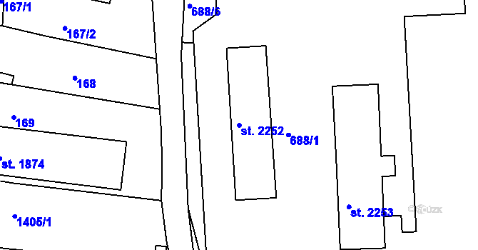 Parcela st. 2252 v KÚ Jičín, Katastrální mapa