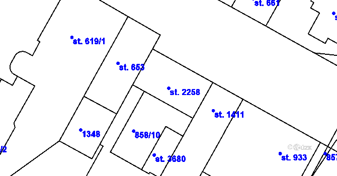 Parcela st. 2258 v KÚ Jičín, Katastrální mapa