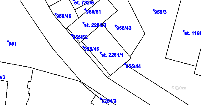 Parcela st. 2261/1 v KÚ Jičín, Katastrální mapa