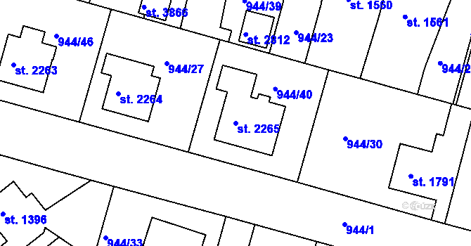 Parcela st. 2265 v KÚ Jičín, Katastrální mapa