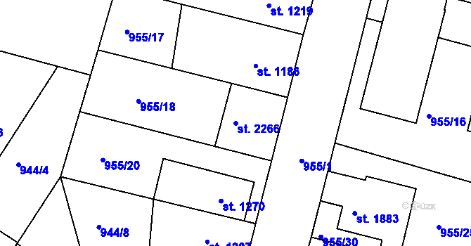 Parcela st. 2266 v KÚ Jičín, Katastrální mapa
