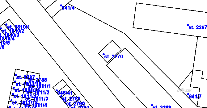 Parcela st. 2270 v KÚ Jičín, Katastrální mapa