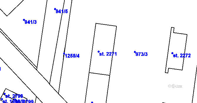 Parcela st. 2271 v KÚ Jičín, Katastrální mapa