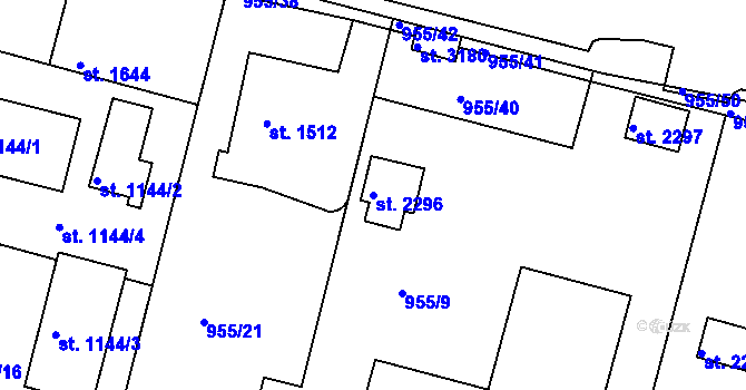 Parcela st. 2296 v KÚ Jičín, Katastrální mapa