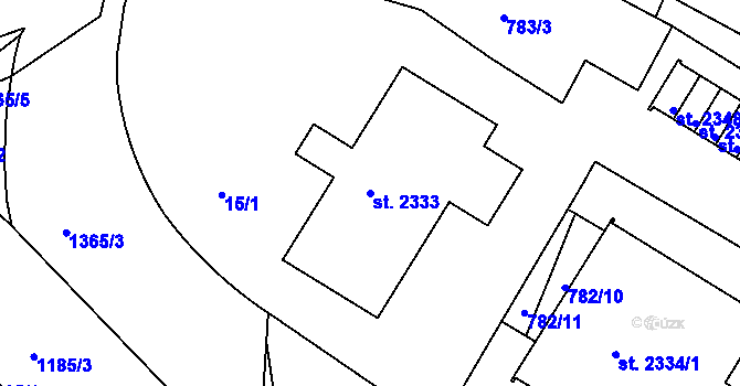 Parcela st. 2333 v KÚ Jičín, Katastrální mapa