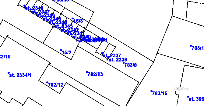 Parcela st. 2337 v KÚ Jičín, Katastrální mapa