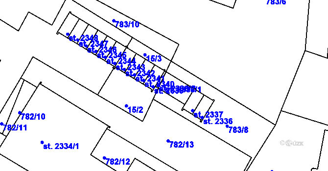 Parcela st. 2338/1 v KÚ Jičín, Katastrální mapa
