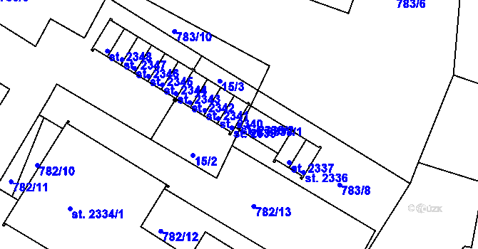 Parcela st. 2338/2 v KÚ Jičín, Katastrální mapa