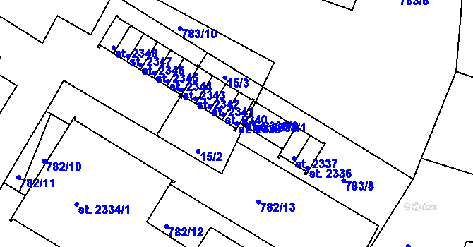 Parcela st. 2339 v KÚ Jičín, Katastrální mapa