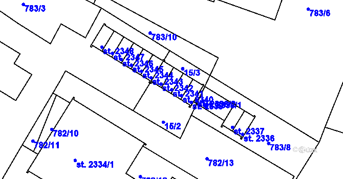 Parcela st. 2341 v KÚ Jičín, Katastrální mapa