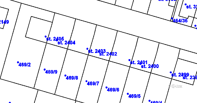Parcela st. 2402 v KÚ Jičín, Katastrální mapa