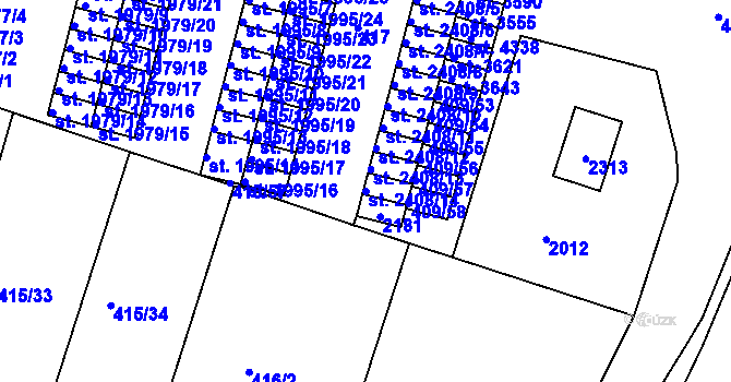 Parcela st. 2408/14 v KÚ Jičín, Katastrální mapa
