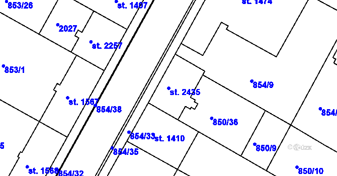 Parcela st. 2435 v KÚ Jičín, Katastrální mapa