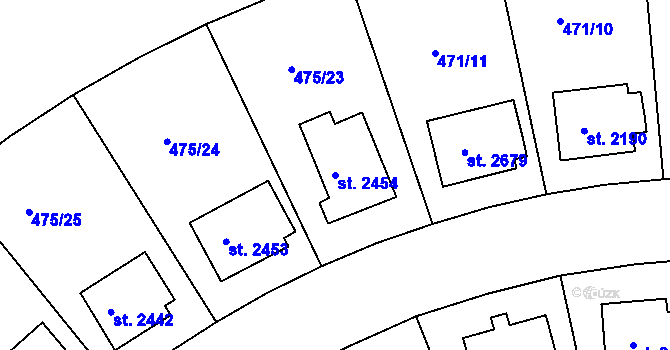 Parcela st. 2454 v KÚ Jičín, Katastrální mapa
