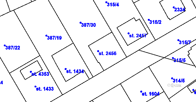 Parcela st. 2456 v KÚ Jičín, Katastrální mapa