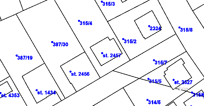Parcela st. 2457 v KÚ Jičín, Katastrální mapa