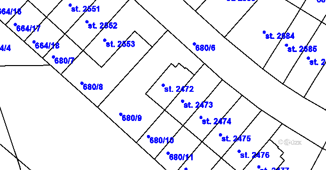 Parcela st. 2472 v KÚ Jičín, Katastrální mapa