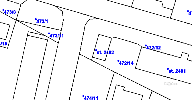 Parcela st. 2492 v KÚ Jičín, Katastrální mapa