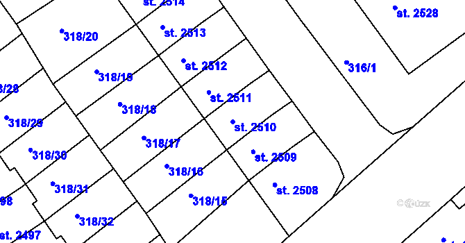 Parcela st. 2510 v KÚ Jičín, Katastrální mapa