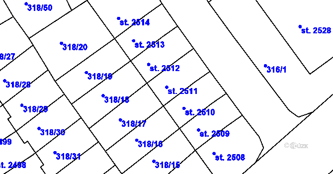 Parcela st. 2511 v KÚ Jičín, Katastrální mapa