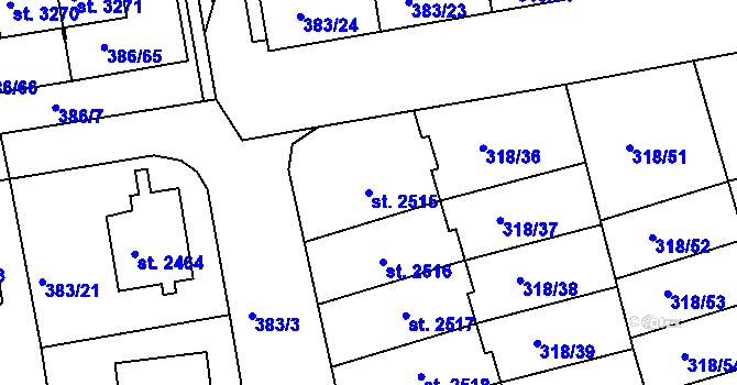 Parcela st. 2515 v KÚ Jičín, Katastrální mapa