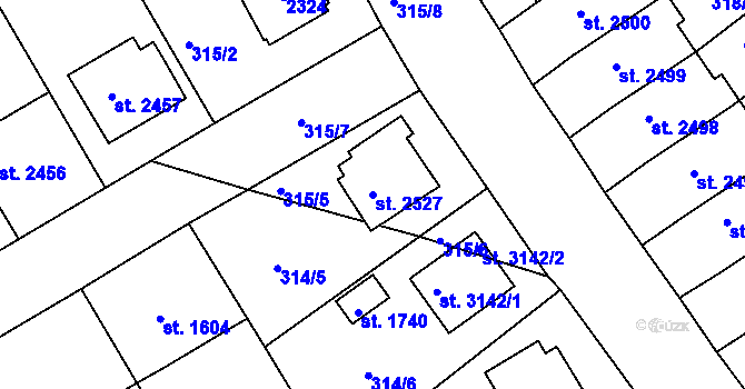 Parcela st. 2527 v KÚ Jičín, Katastrální mapa