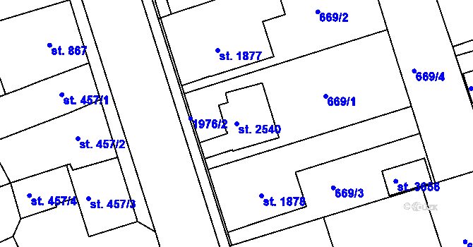 Parcela st. 2540 v KÚ Jičín, Katastrální mapa