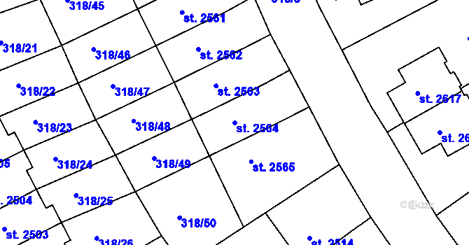 Parcela st. 2564 v KÚ Jičín, Katastrální mapa