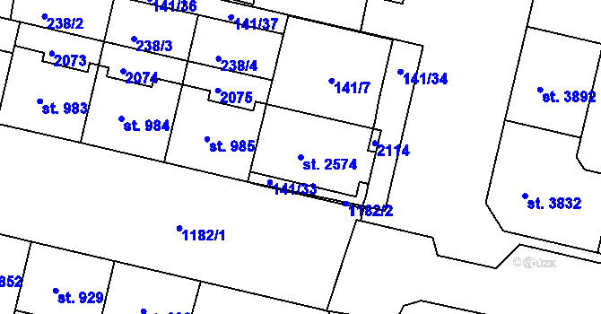 Parcela st. 2574 v KÚ Jičín, Katastrální mapa