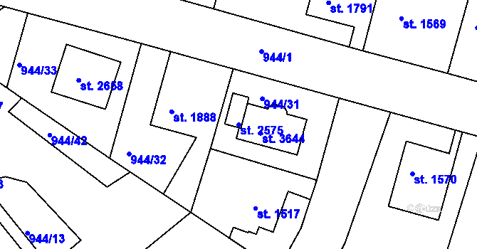 Parcela st. 2575 v KÚ Jičín, Katastrální mapa