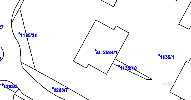 Parcela st. 2584/1 v KÚ Jičín, Katastrální mapa
