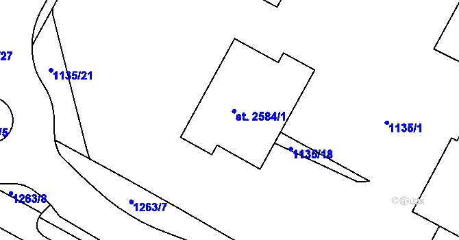 Parcela st. 2584/2 v KÚ Jičín, Katastrální mapa