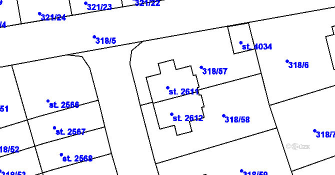 Parcela st. 2611 v KÚ Jičín, Katastrální mapa