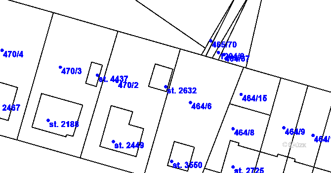 Parcela st. 2632 v KÚ Jičín, Katastrální mapa