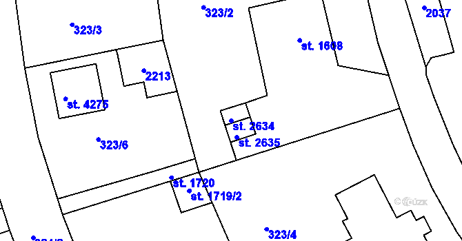 Parcela st. 2634 v KÚ Jičín, Katastrální mapa