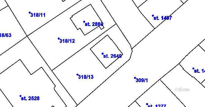 Parcela st. 2649 v KÚ Jičín, Katastrální mapa