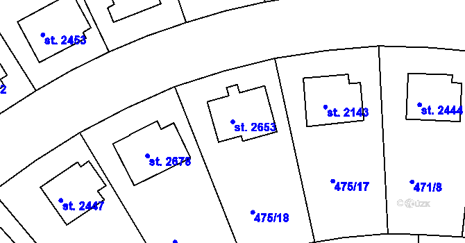 Parcela st. 2653 v KÚ Jičín, Katastrální mapa