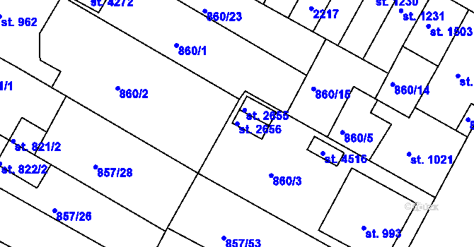 Parcela st. 2656 v KÚ Jičín, Katastrální mapa