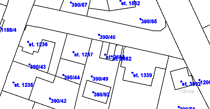 Parcela st. 2683 v KÚ Jičín, Katastrální mapa