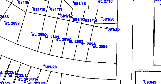 Parcela st. 2694 v KÚ Jičín, Katastrální mapa