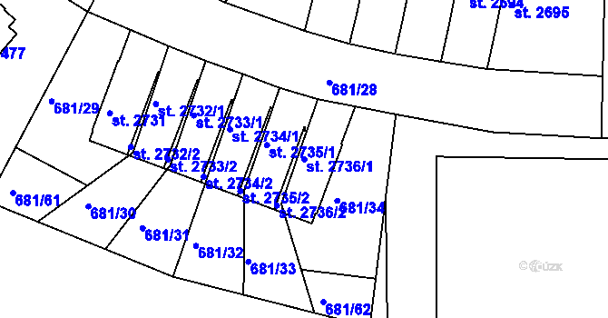 Parcela st. 2736/1 v KÚ Jičín, Katastrální mapa