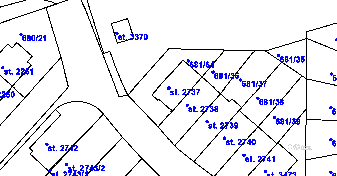 Parcela st. 2737 v KÚ Jičín, Katastrální mapa
